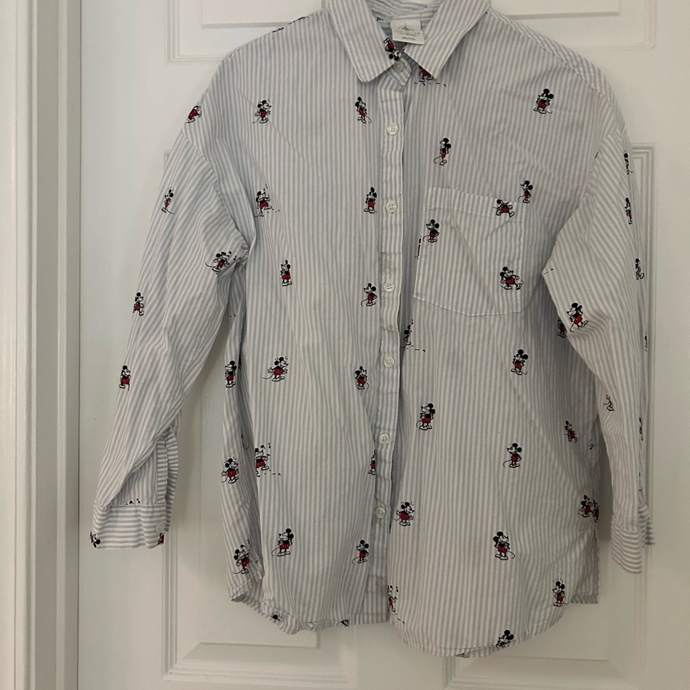 Disney Mickey Mouse Striped Button Down Shirt